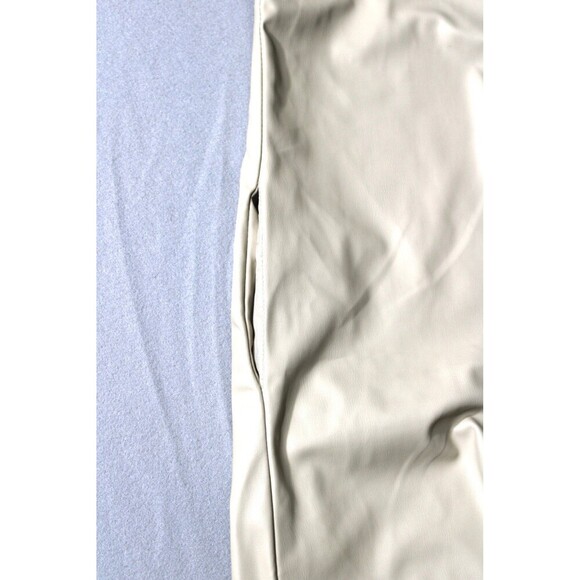 ZARA Ice Faux Leather Tunic Dress Cream Tan Midi Shift Dress Pockets Medium - Picture 5 of 9